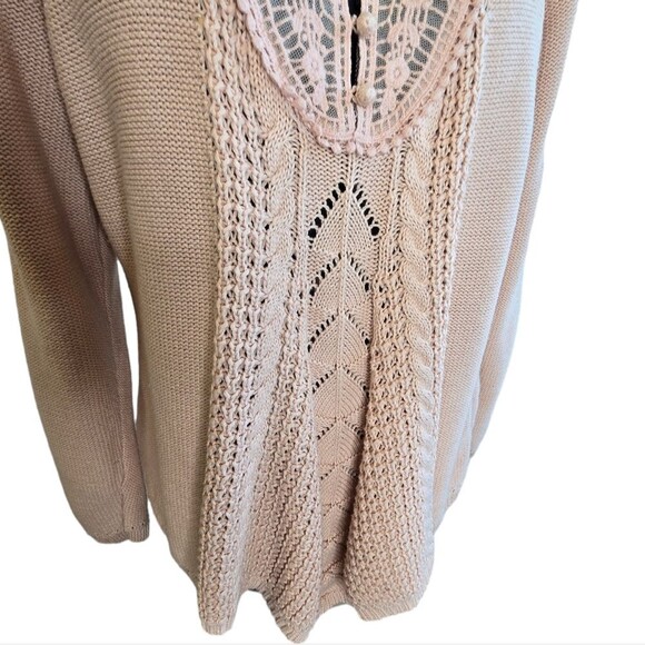 Denim 24/7 Vintage style blush pink lace yoke sweater size 14/16 - Picture 5 of 13